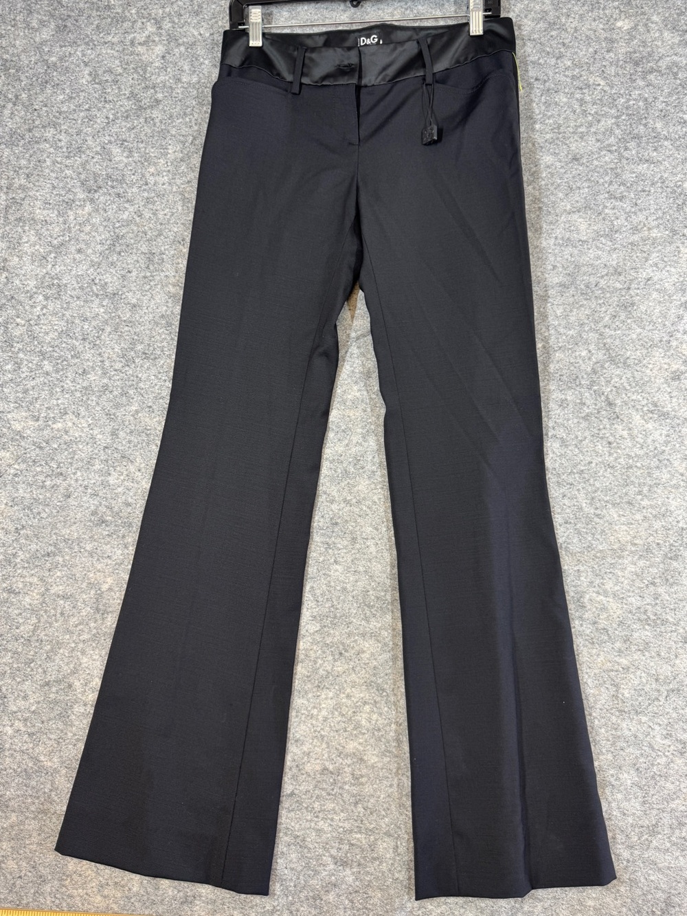 D&G Dolce & Gabbana Y2K Black Bootcut Dress Pants Size 28 Italy Career Luxury